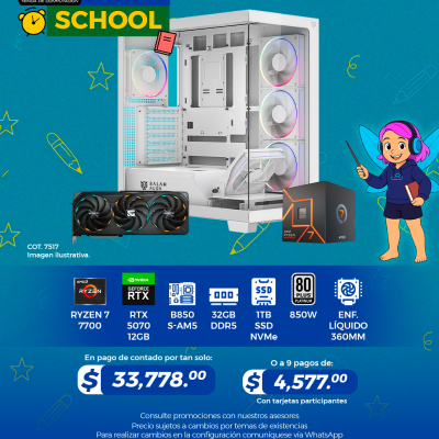 Promo Back To School: PC GAMER AMD Ryzen 7 7700, RTX 5070 12GB, 32GB RAM, 1TB SSD