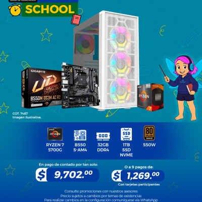 Promo Back To School: PC GAMER AMD Ryzen 7 5700G, 32GB RAM, 1TB SSD