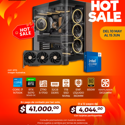 HOT SALE: PC GAMER INTEL Core i7 14700K, RTX 5070 Solid OC, 32GB RAM, 1TB SSD