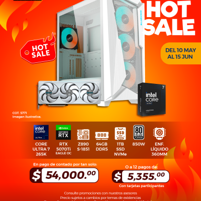 HOT SALE: PC GAMER INTEL Core Ultra 7 265K, RTX 5070Ti Eagle, 64GB RAM, 1TB SSD