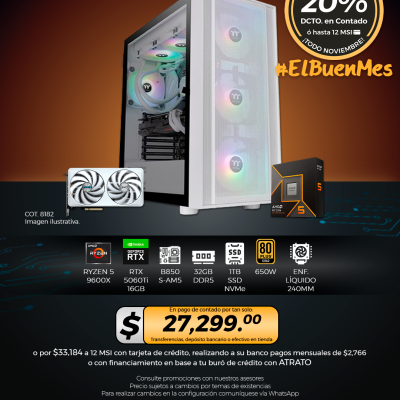 PC GAMER AMD Ryzen 5 9600X, RTX 5060Ti 16GB, 32GB RAM, 1TB SSD