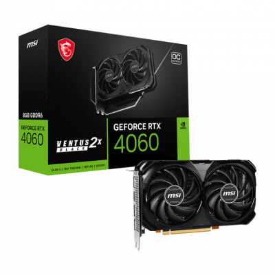 Tarjeta de Video MSI NVIDIA GeForce RTX 4060 VENTUS 2X BLACK 8G OC, 8GB 128-bit GDDR6, PCI Express 4.0