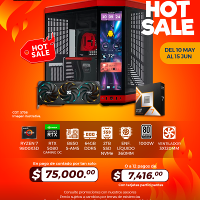 HOT SALE: PC GAMER AMD Ryzen 7 9800X3D, RTX 5080 Gaming OC, 64GB RAM, 2TB SSD