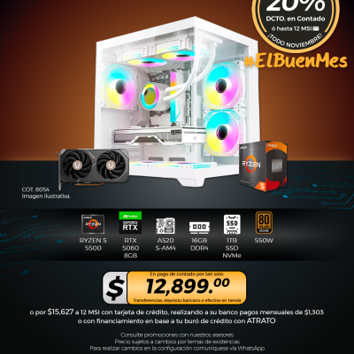 PC GAMER AMD Ryzen 5 5500, RTX 5060 8GB, 16GB RAM, 1TB SSD