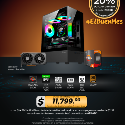 PC GAMER AMD Ryzen 5 5500, RTX 5050 8GB, 16GB RAM, 1TB SSD