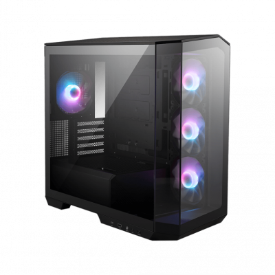 Gabinete MSI MAG PANO M100R PZ con Ventana ARGB, Micro-Tower, Micro-ATX/ITX, USB 3.2, sin Fuente, 4 Ventiladores ARGB Instlados, Negro