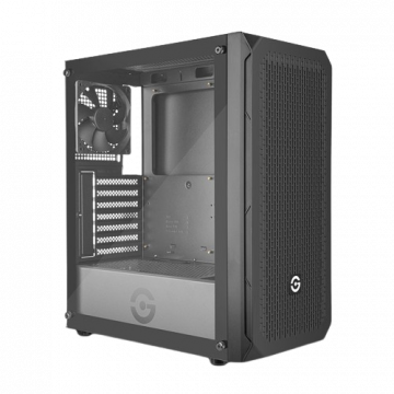 Gabinete Getttech GCM-ASGX1-01BK con Ventana, Midi-Tower, ATX/Micro-ATX/Mini-ATX, USB 2.0/3.0, sin Fuente, 1 Ventilador Instalado, Negro