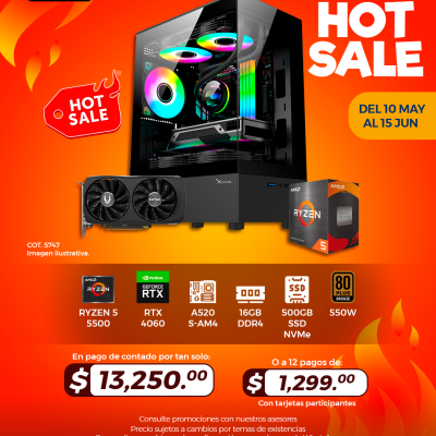 HOT SALE: PC GAMER AMD Ryzen 5 5500, RTX 4060, 16GB RAM, 500GB SSD