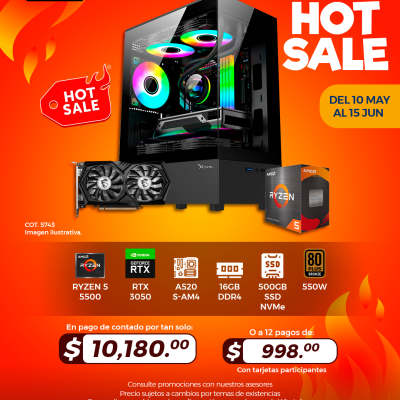 HOT SALE: PC GAMER AMD Ryzen 5 5500, RTX 3050, 16GB RAM, 500GB SSD