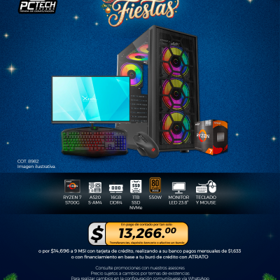 PC GAMER AMD Ryzen 7 5700G, 16GB RAM, 1TB SSD, Monitor Led 23.8", Teclado, Mouse