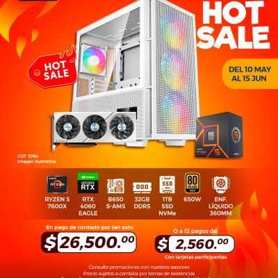 HOT SALE: PC GAMER AMD Ryzen 5 7600X, RTX 4060 Eagle, 32GB RAM, 1TB SSD