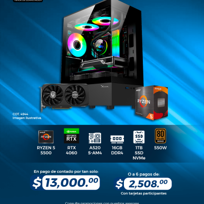 PROMO: PC GAMER AMD Ryzen 5 5500, RTX 4060, 16GB RAM, 1TB SSD