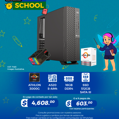 Promo Back To School: PC GAMER AMD Athlon 3000G, 16GB RAM, 512GB SSD