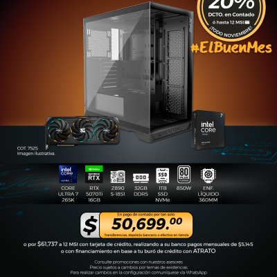 PC GAMER INTEL Core Ultra 7 265K, RTX 5070Ti 16GB, 32GB RAM, 1TB SSD