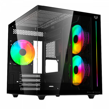 Gabinete Balam Rush Tank Pro Evo GM955 con Ventana, Mini-Tower, ITX/Micro-ATX, USB 2.0/3.0, sin Fuente, 3 Ventiladores ARGB Instalados, Negro