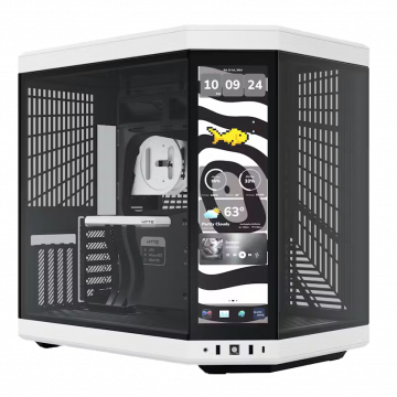 Gabinete Hyte Y70, Pantalla Touchscreen 4k/60Hz, Midtower, E-ATX, Blanco con Negro