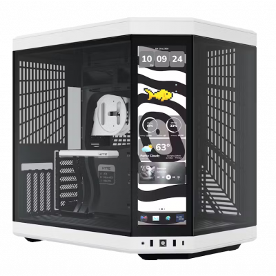 Gabinete Hyte Y70, Pantalla Touchscreen 4k/60Hz, Midtower, E-ATX, Blanco con Negro