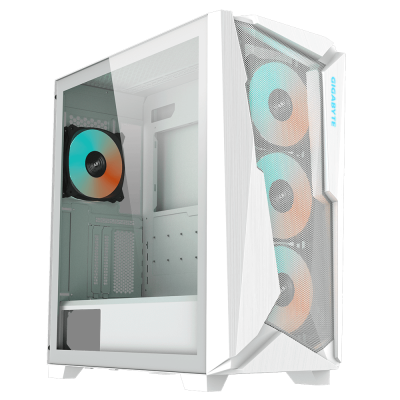 Gabinete Gigabyte C301 GLASS con Ventana, Midi-Tower, ATX/E-ATX/Micro-ATX/Mini-ITX, USB 3.0/USB-C, sin Fuente, 4 Ventiladores Instalados ARGB, Blanco