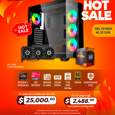 HOT SALE: PC GAMER AMD Ryzen 7 5700X3D, RX 6750XT, 32GB RAM, 1TB SSD