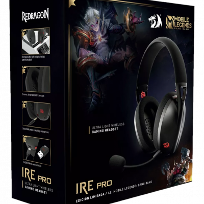 Redragon Audífonos Gamer Ire Pro H848, Inalámbrico, USB, Edicion Mobile Legends Negro