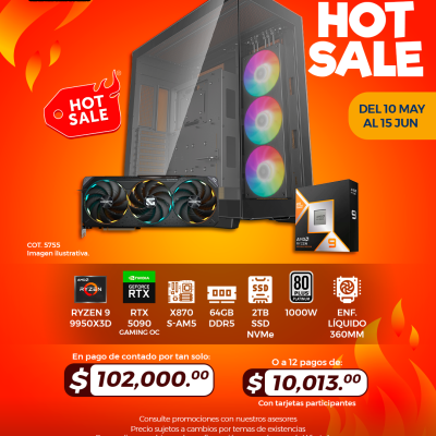 HOT SALE: PC GAMER AMD Ryzen 9 9950X3D, RTX 5090 Gaming OC, 64GB RAM, 2TB SSD