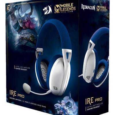 Redragon Audífonos Gamer Ire Pro H848, Inalámbrico, USB, Edicion Mobile Legends Blanco/Azul