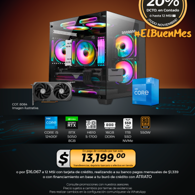 PC GAMER INTEL Core i5 12400F, RTX 5050 8GB, 16GB RAM, 1TB SSD