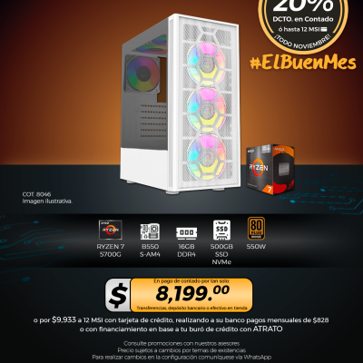 PC GAMER AMD Ryzen 7 5700G, 16GB RAM, 500GB SSD