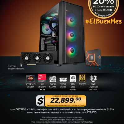 PC GAMER AMD Ryzen 5 7600X, RX 7600XT 16GB, 32GB RAM, 1TB SSD