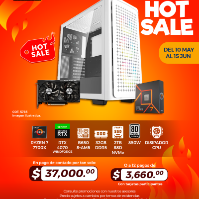 HOT SALE: PC GAMER AMD Ryzen 7 7700X, RTX 4070 Windforce, 32GB RAM, 2TB SSD