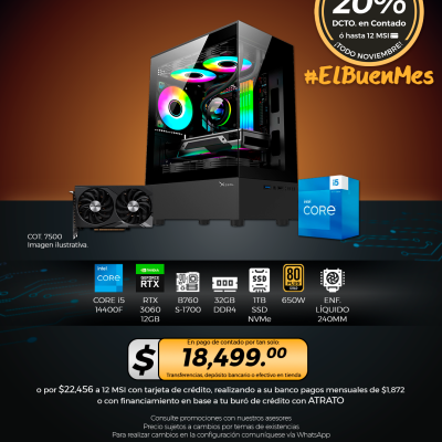 PC GAMER INTEL Core i5 14400F, RTX 3060 12GB, 32GB RAM, 1TB SSD