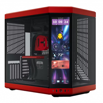 Gabinete Hyte Y70, Pantalla Touchscreen 4k/60Hz, Midtower, E-ATX, Negro con Rojo