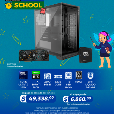 Promo Back To School: PC GAMER INTEL Core Ultra 7 265K, RTX 5070Ti 16GB, 32GB RAM, 1TB SSD