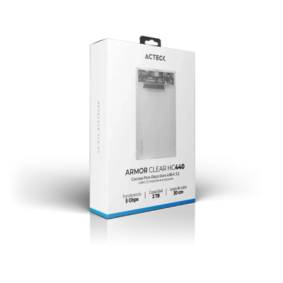 Acteck Gabinete de Disco Duro Armor Clear HC440 2.5", SATA, USB 3.0, Blanco
