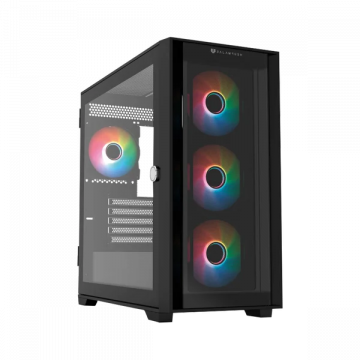 Gabinete Balam Rush Carbono Twin Mate 6000 con Ventana RGB, Midi-Tower, Micro-ATX/Mini-ITX, USB 3.0/2.0, sin Fuente, 4 Ventiladores RGB Instalados, Negro