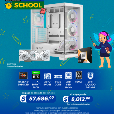 Promo Back To School: PC GAMER AMD Ryzen 9 9950X3D, RTX 5070Ti 16GB, 64GB RAM, 2TB SSD