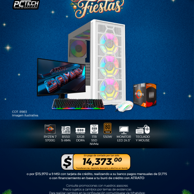 PC GAMER AMD Ryzen 7 5700G, 32GB RAM, 1TB SSD, Monitor Led 24.5", Teclado, Mouse