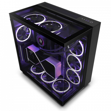 Gabinete NZXT H9 Elite con Ventana RGB, Midi-Tower, Mini-ITX/Micro-ATX/ATX, USB 3.2, sin Fuente, 4 Ventiladores RGB Instalados, Negro