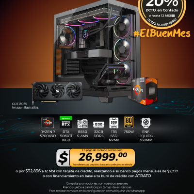 PC GAMER AMD Ryzen 7 5700X3D, RTX 5060Ti 16GB, 32GB RAM, 1TB SSD