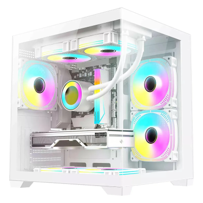 Gabinete Xzeal CUBO M-ATX Blanco3 ARGB
