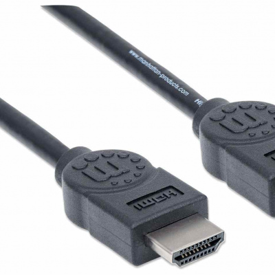 Manhattan Cable HDMI de Alta Velocidad, HDMI Macho -HDMI Macho, 4K, 30Hz, 3D, 1.8 Metros, Negro