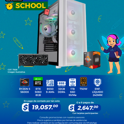Promo Back To School: PC GAMER AMD Ryzen 5 5600X, RTX 5060 8GB, 32GB RAM, 1TB SSD
