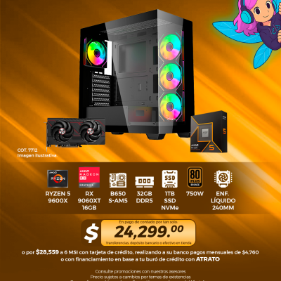 PC GAMER AMD Ryzen 5 9600X, RX 9060 XT 16GB, 32GB RAM, 1TB SSD
