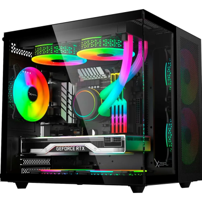 Gabinete Xzeal CUBO M-ATX Negro 3 ARGB